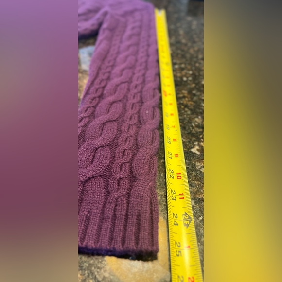 "AUTUMN CASHMERE" (brand) CABLE KNIT TURTLENECK PURPLE LARGE - Picture 7 of 7